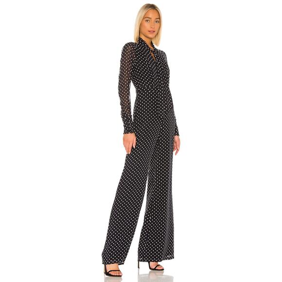 ALEXIS TANELLI BLACK EMBROIDERED DOT JUMPSUIT - Picture 3 of 9